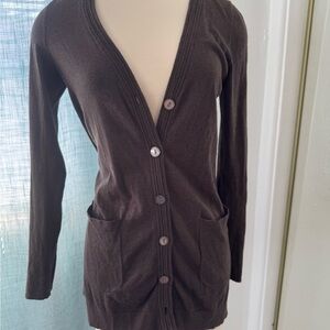 Lilla P Brown Cardigan Sweater Size XS Long-Sleeve Cashmere Blend